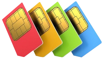 Four simcards in a line